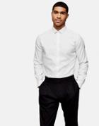 Topman Premium Long Sleeve Stretch Shirt In White