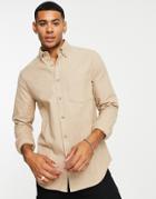 Asos Design Brushed Oxford Shirt In Neutral