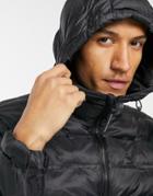 Pull & Bear Lightweight Padded Jacket With Hood In Black