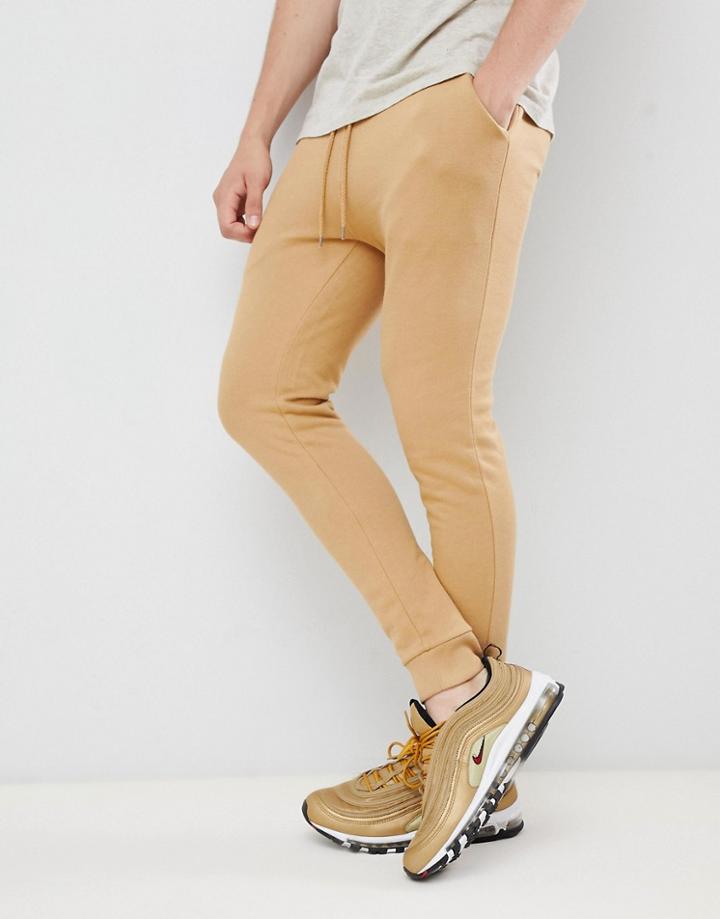 Asos Design Super Skinny Sweatpants In Beige - Beige