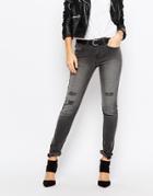 J.d.y Skinny Jeans With Distressing - Gray