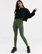 Asos Design Ponte Skinny Pants With Utility Pockets-green
