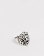 Icon Brand Lion Head Ring In Silver