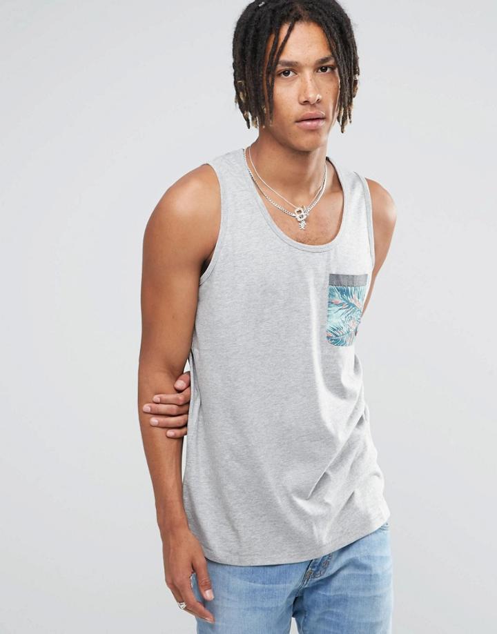 Billabong Floral Pocket Tank - Gray