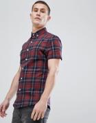 Asos Design Skinny Plaid Check Shirt In Red - Red