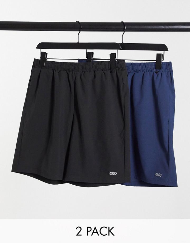 Asos 4505 Icon Training Shorts With Quick Dry 2 Pack-black