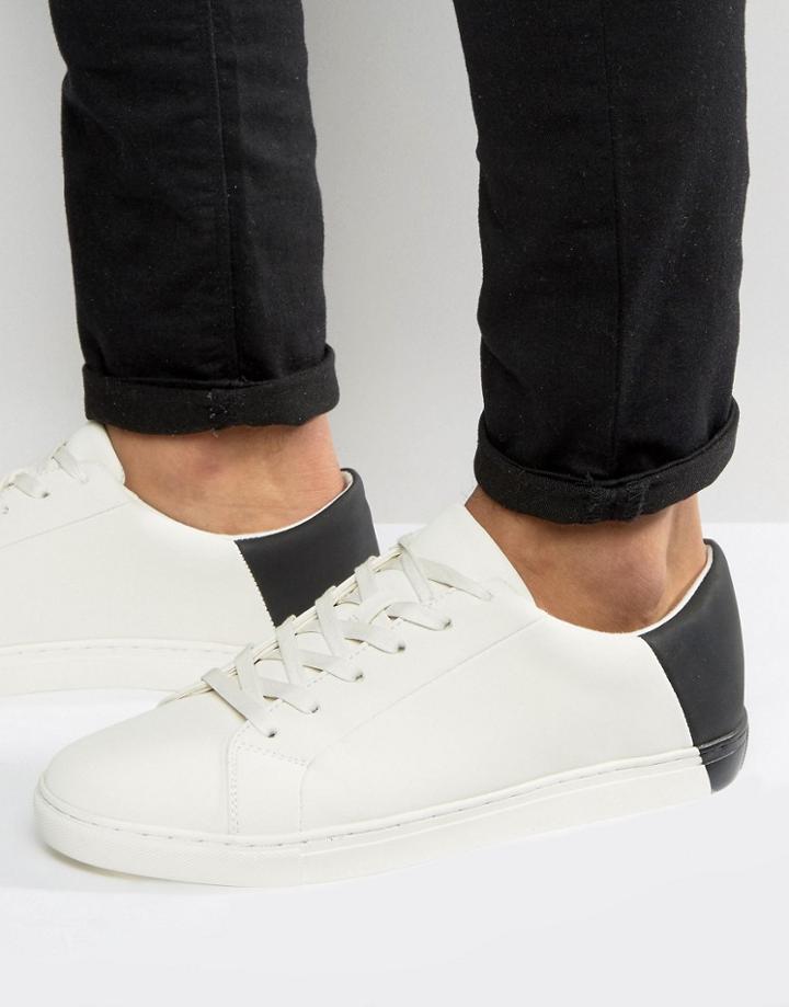 Asos Trainers In White With Contrast Heel - White