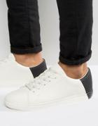 Asos Trainers In White With Contrast Heel - White