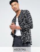 Asos Tall Regular Fit Viscose Shirt With Ditsy Floral Print - Black