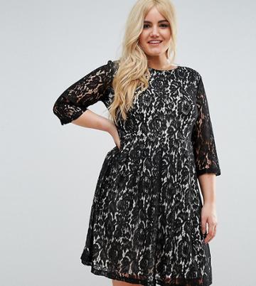 Praslin Lace Skater Dress - Black