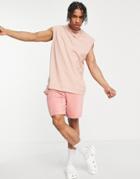 Asos Design Oversized Fit Tank Top In Washed Pink