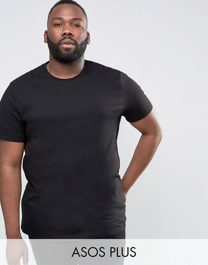Asos Plus Longline T-shirt In Black - Black