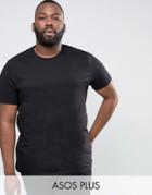 Asos Plus Longline T-shirt In Black - Black