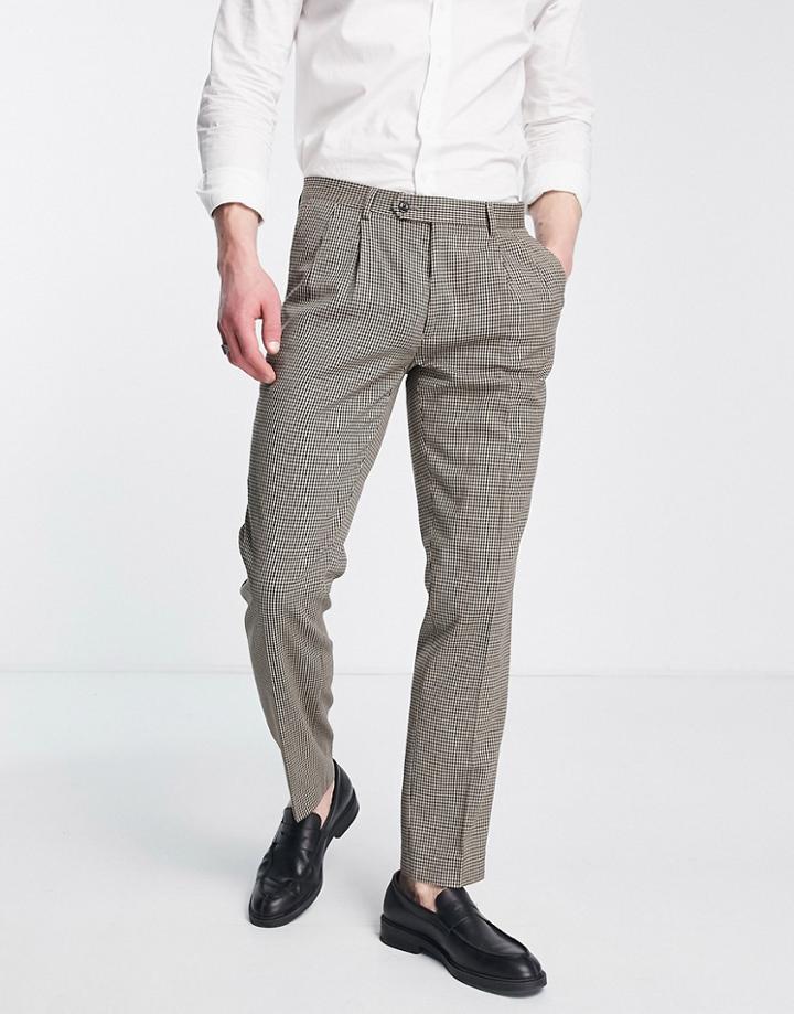 Harry Brown Suit Pants In Brown Mini Plaid