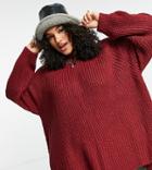 Only Curve Chunky Balloon Sleeve Sweater In Red