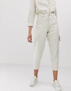 Asos Design Premium Balloon Leg Boyfriend Jeans In White Ecru - White