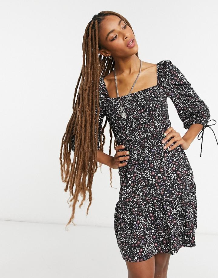 Topshop Shirred Mini Dress In Multi