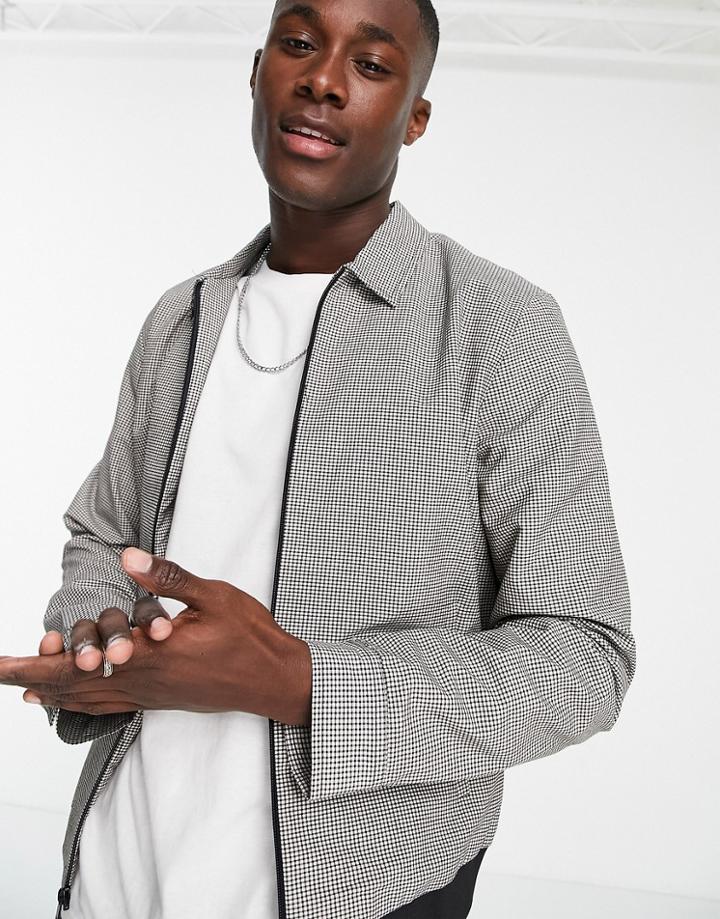 New Look Harrington Jacket In Gingham Check-white