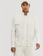 Asos Design Jersey Utility Vest In Off White - Beige