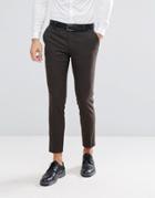 Jack & Jones Premium Slim Suit Pants In Herringbone Tweed - Brown