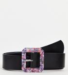 Glamorous Exclusive Blazer Belt With Multicolored Tortoiseshell Buckle-black