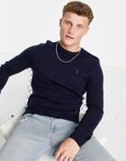 Polo Ralph Lauren Icon Logo Merino Wool Knit Sweater In Navy