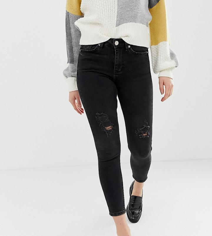 Miss Selfridge Petite Lizzie Skinny Jeans In Black - Black