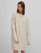 Bershka Knitted Mini Sweater Dress In Ecru-white