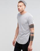 Asos Super Longline T-shirt With Side Splits And Curved Hem In Grey - Gray Marl