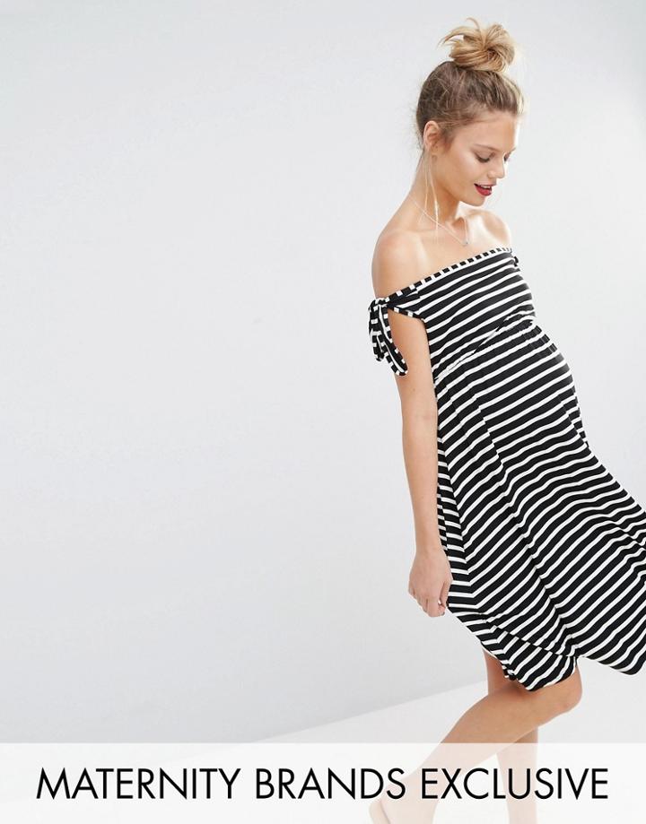 Bluebelle Maternity Stripe Bardot Skater Dress - Multi