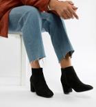 Truffle Collection Wide Fit Kitten Heel Ankle Boots - Black