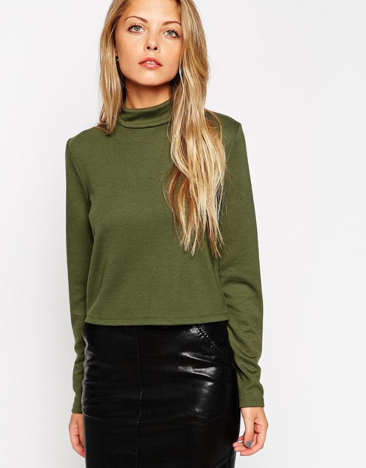 Asos Turtleneck Top In Ponti - Ecru $23.00