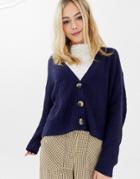 Brave Soul Daisy Crop Cardigan - Navy