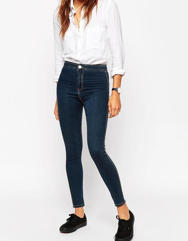 Asos Rivington Jeggings In Dean Dark Wash - Dean Wash