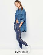 Ellesse Cuffed Skinny Sweat Pants With Tape Detail - Marl Blue