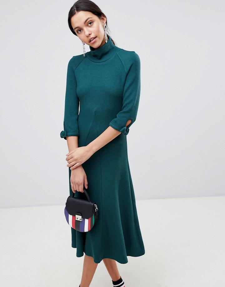 Traffic People High Neck Midi Dress - Green