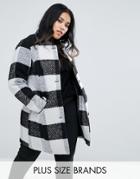 Junarose Collarless Check Coat With Pocket Detail - Multi