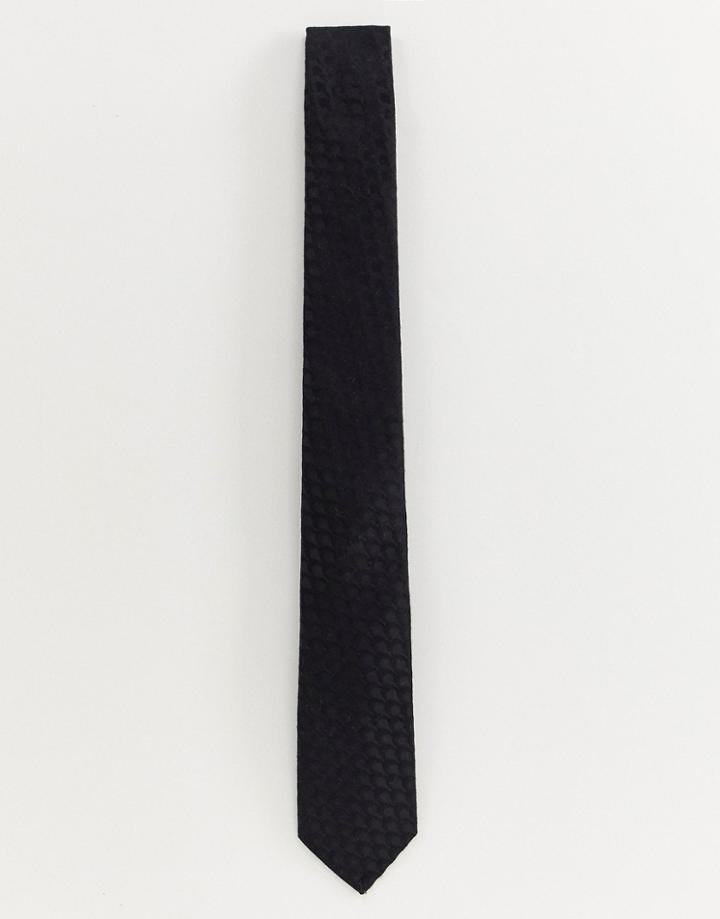 Burton Menswear Tie With Scale Design In Black - Black