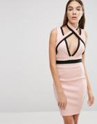 Daisy Street Premium Bandage Halter Neck Dress - Pink