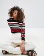 Monki Ribbed Fitted Stripe Sweater - Multi