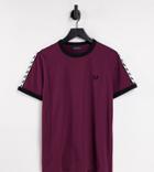 Fred Perry Taped Ringer T-shirt In Burgundy Exclusive At Asos