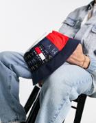 Tommy Jeans Bucket Hat With All Over Logo In Navy