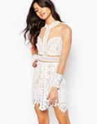 For Love And Lemons Vivian Mini Dress In Lace - Ivory