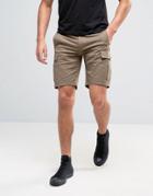 Asos Skinny Cargo Shorts In Brown - Brown