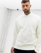 Asos Design Oversized Sweatshirt With Bomber Neck In Ecru-white