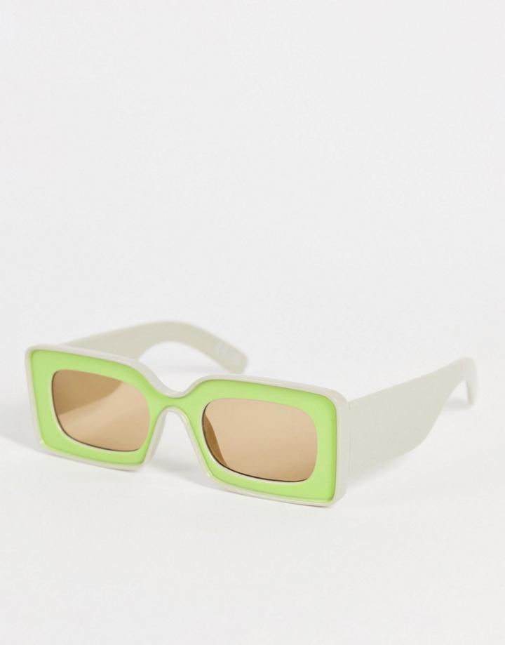 Asos Design Recycled Frame Chunky Square Sunglasses With Color Block Bevel-multi