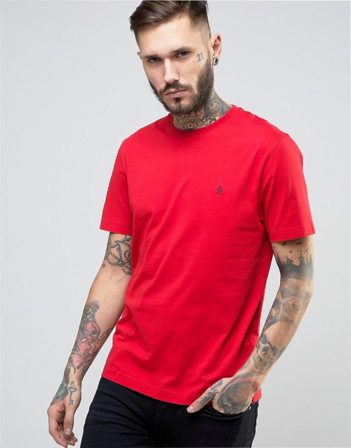 Original Penguin Small Logo T-shirt Slim Fit In Red - Red
