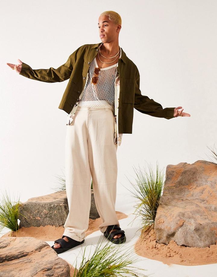 Asos Design Oversized Harrington Jacket In Green