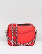Asos Hero Boxy Chain Cross Body With Slogan Webbing Bag - Red