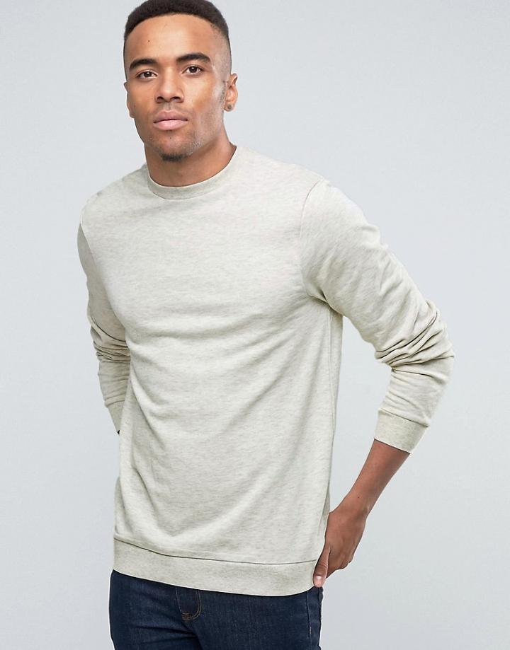 New Look Crew Neck Sweat In Oatmeal - Beige